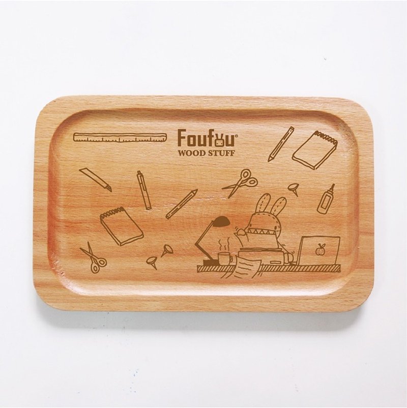 "Foufou" Wooden square plate - stationery set. My Desk