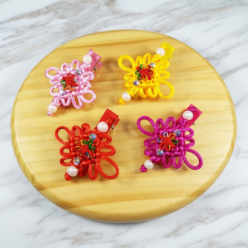 Festive New Year Series Pearl Flashstone Chinese knot bangs hairpin