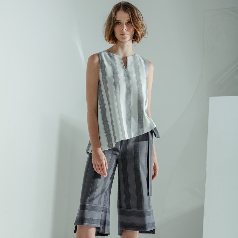 Asymmetric Striped Top (White)