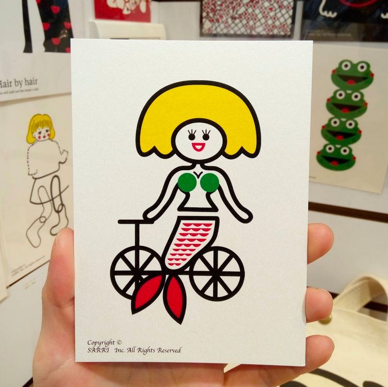 "Danish Mermaid" (can make A3 size poster) birthday card design coloring illustration picture book card universal card art fine modern lover love special interesting weird special weird lovely taiwan yellow fun funny eye-catching tide art glitter