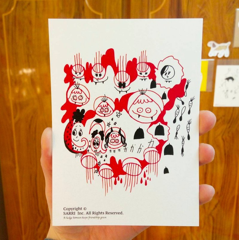 "Little guys" postcards birthday card design coloring illustration card this card universal card art fine arts modern lover love special fun strange weird lovely taiwan yellow fun funny eye-catching tide art sequins flash cool different famous lo