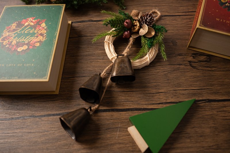 【聖誕裝飾x交換禮物】 聖誕鈴鐺掛飾 - 乾燥花/永生花 - 植物.花 咖啡色