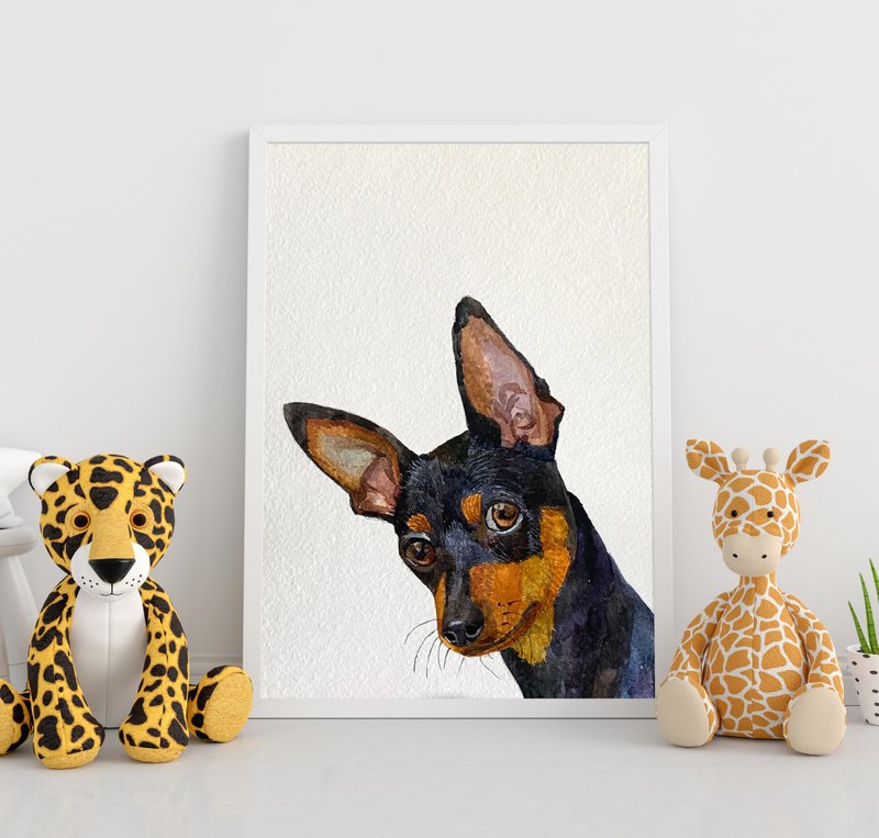 水彩8寸定制寵物像像彩繪手繪寵物像 - 似顏繪/客製畫 - 紙 多色