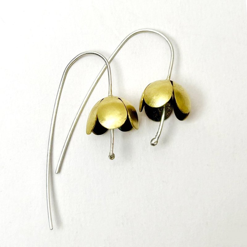 【Plant系列】 #a478 黃銅鈴蘭耳環/925銀/ 手工禮物/ 客製化 - 耳環/耳夾/耳骨夾 - 銅/黃銅 金色