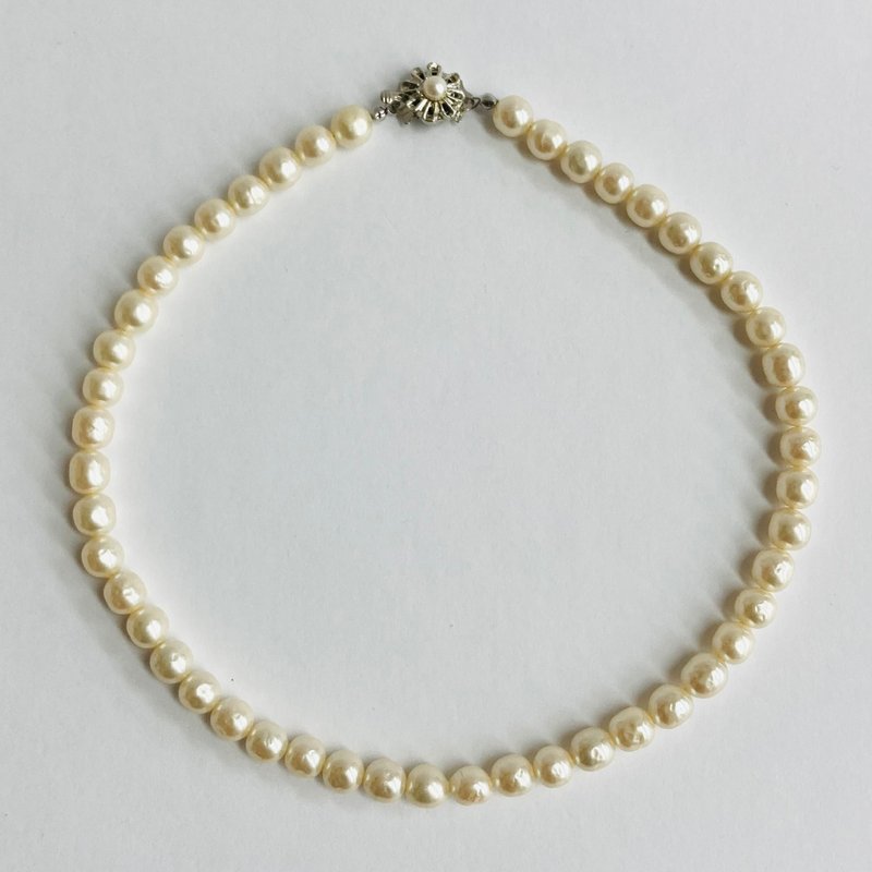 ガラスバロックパールネックレス/約8mm約42cm/Lt.クリーム/R/made in japan - 項鍊 - 玻璃 金色