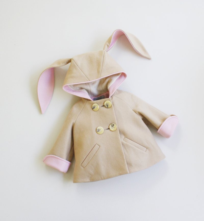 Kids Bunny Coat in Tan and Pink