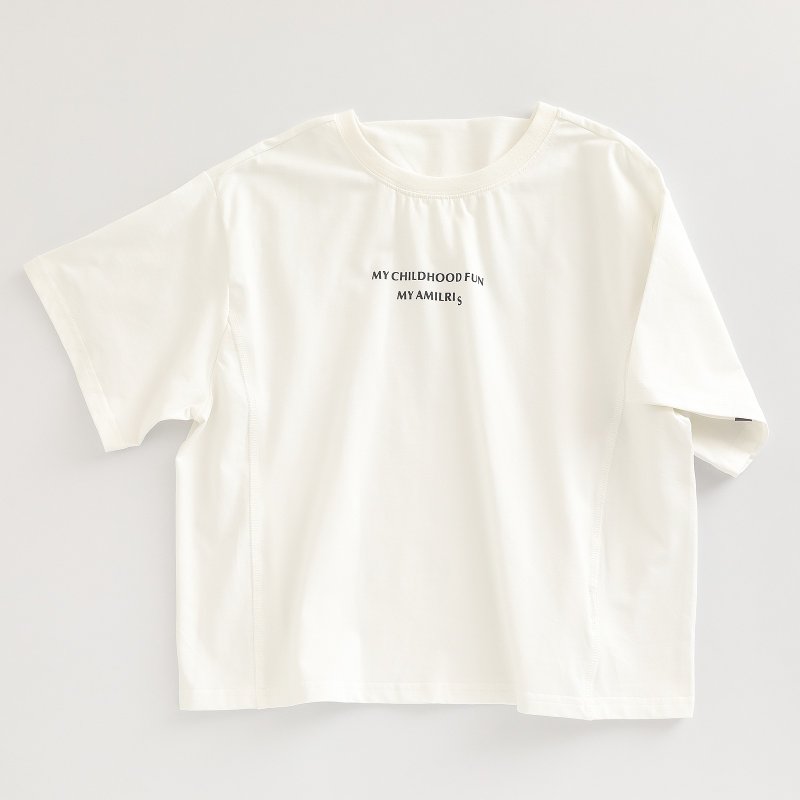 BIR 字母印花寬版棉T 白/黑 - 男/女童裝 - 棉.麻 多色