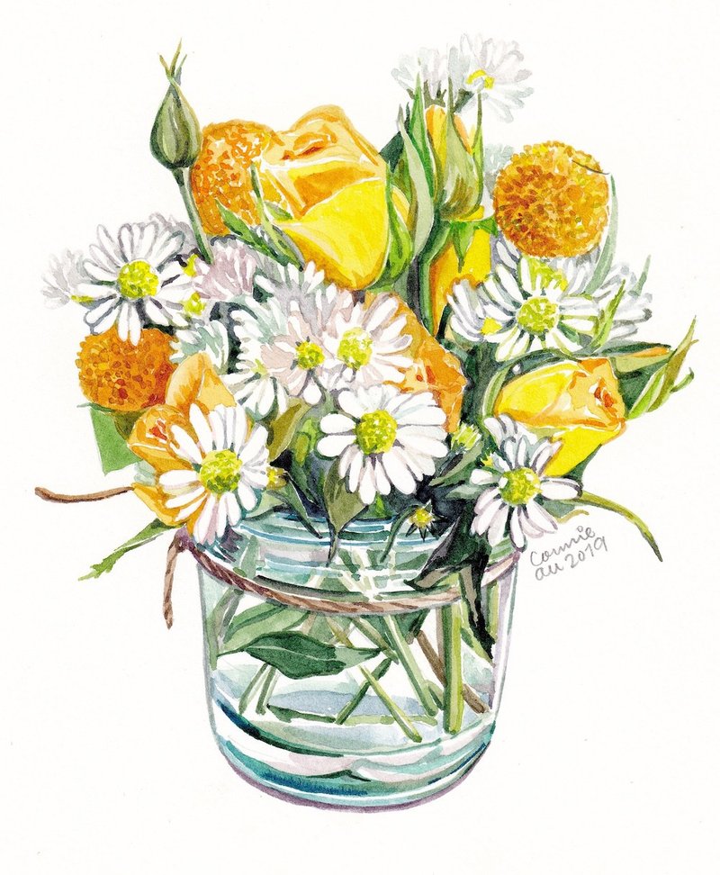 Original Watercolour Painting (7.5" x 5.5") - Mini Bouquet
