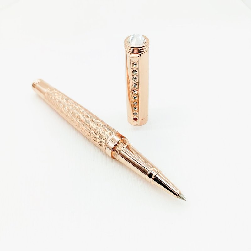 【虎之鶴】 皇冠 玫瑰金 施華洛世奇水晶 奢華系列 旋轉 螺紋入帽 - 鋼珠筆 - 其他金屬