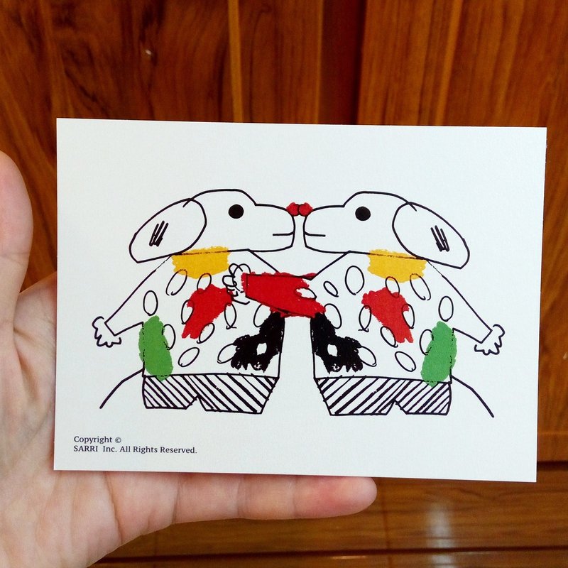 "Friends above the lovers" postcard birthday card design coloring illustration picture book card universal card art fine arts modern lover love special fun strange weird cute taiwan yellow fun funny eye-catching tide art sequins flash cool differ