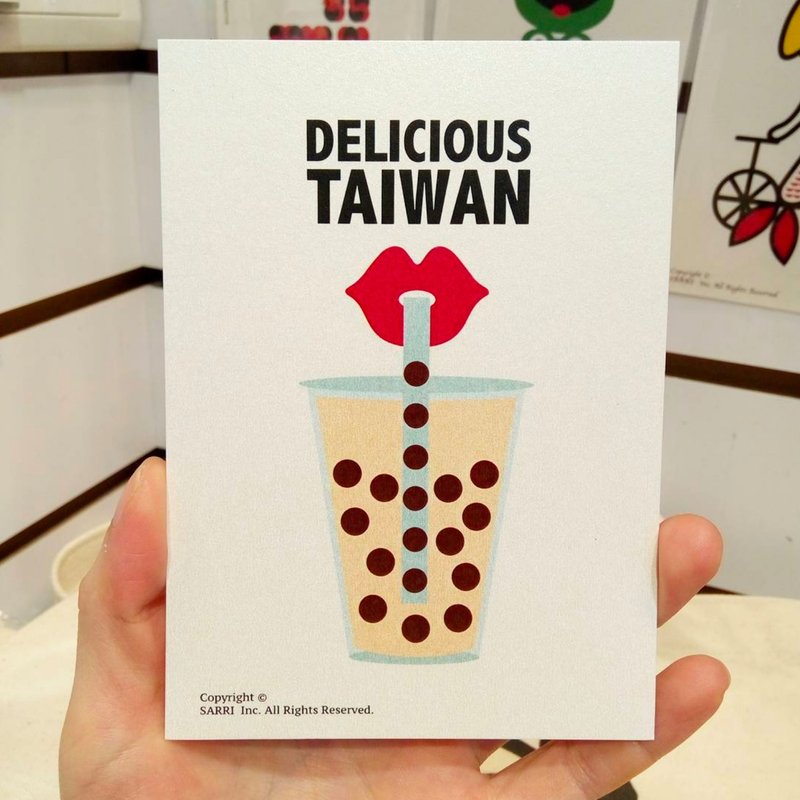 "Taiwan pearl milk tea" (can make A3 size poster) birthday card design coloring illustration picture card card universal card art fine modern lover love special interesting weird special weird lovely taiwan yellow fun interesting eye-catching tid