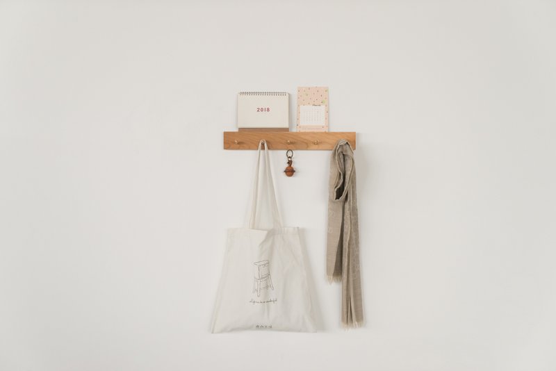 熹山工房-Solid wood laminate hooks - Shelves - Shelf boards / Walnut cherry wood - Magnets - Key hooks