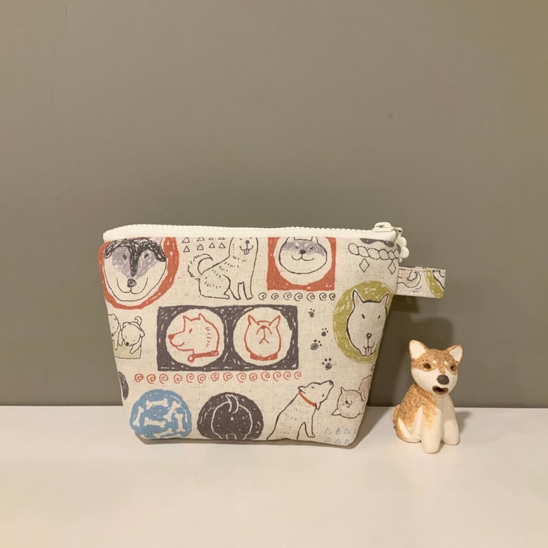 我選柴犬哈士奇—鋪棉錢包/化妝包/收納包 - 化妝包/收納袋 - 棉.麻