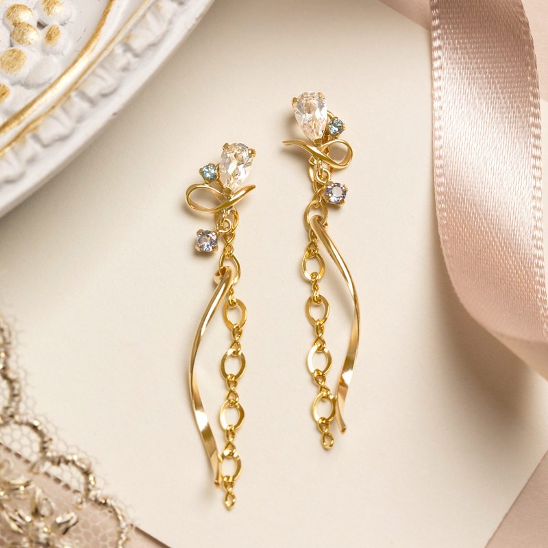 18K/10K 托帕石兩用耳環 【藍色多瑙河】 (黃金) - 耳環/耳夾/耳骨夾 - 貴金屬