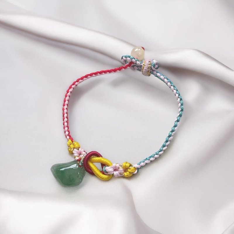 冰糯綠翡翠編織手鍊 | 天然緬甸玉翡翠A貨 | 送禮 - 手鍊/手環 - 玉石 綠色