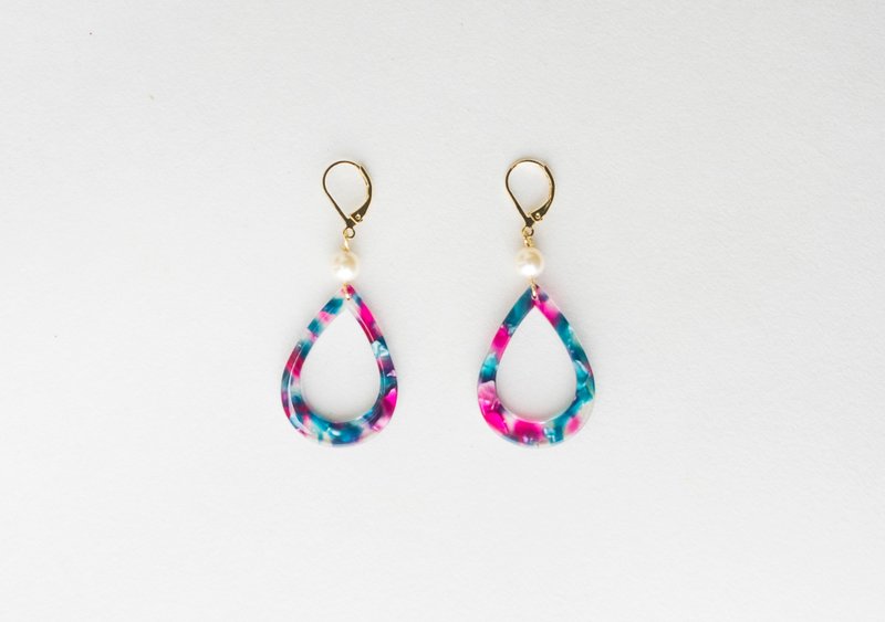 CircleDot Green Purple Amber Drop Earrings Earrings Ear Clip Earrings