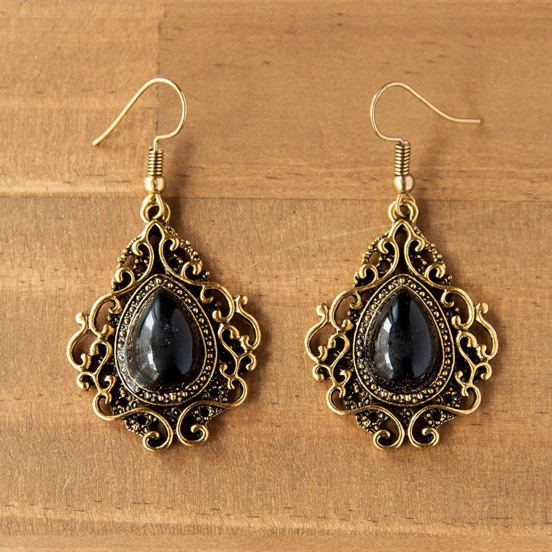 Gorgeous Metal Pierced Earrings-Black