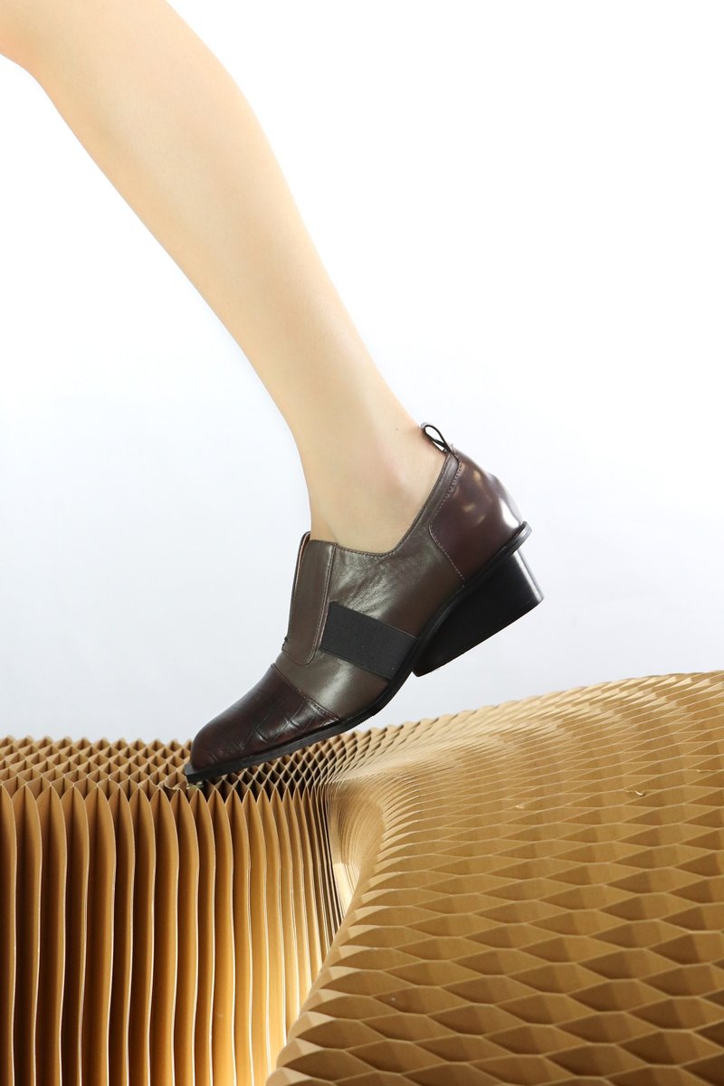 dark brown crocodile skin pattern oxford shoes