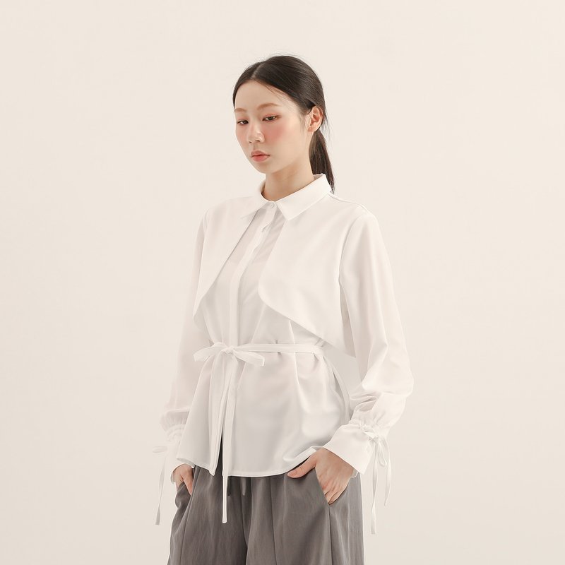 【經典原創】Pianzhi_偏執裁片襯衫_CLT521_白 - 女襯衫 - 其他材質 白色