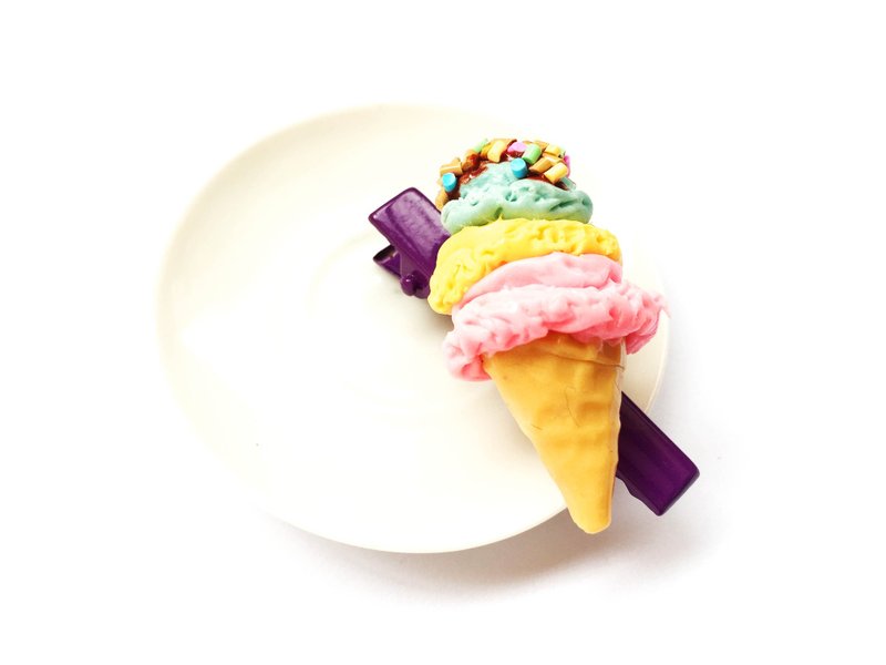 Hair clips hairpin purple ice cream as well.
