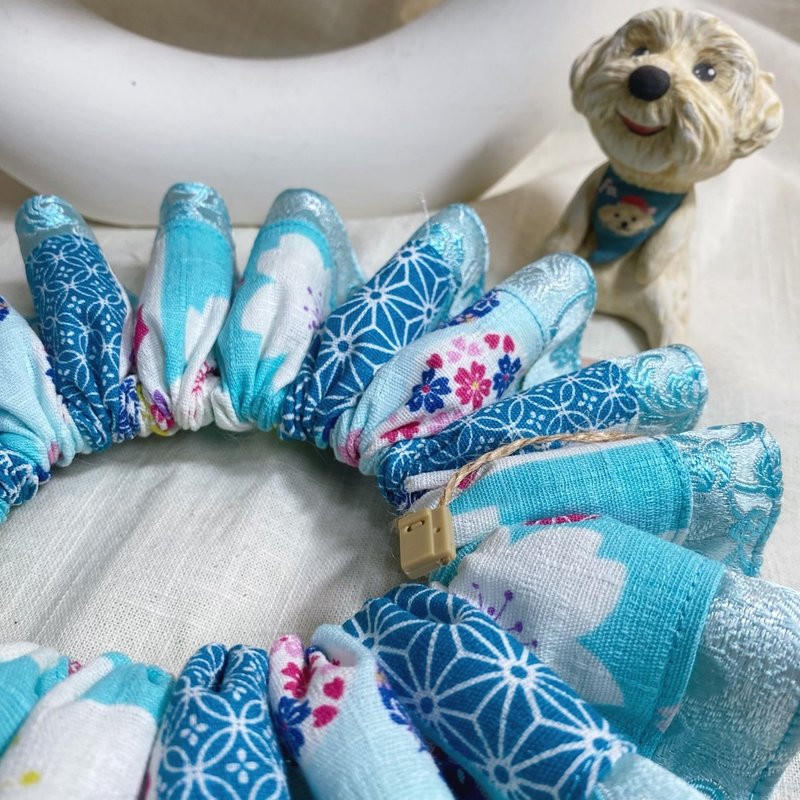 發裁手作。Facai Handmade 漾層系小丑領_藍詠 - 項圈/牽繩 - 棉.麻 藍色