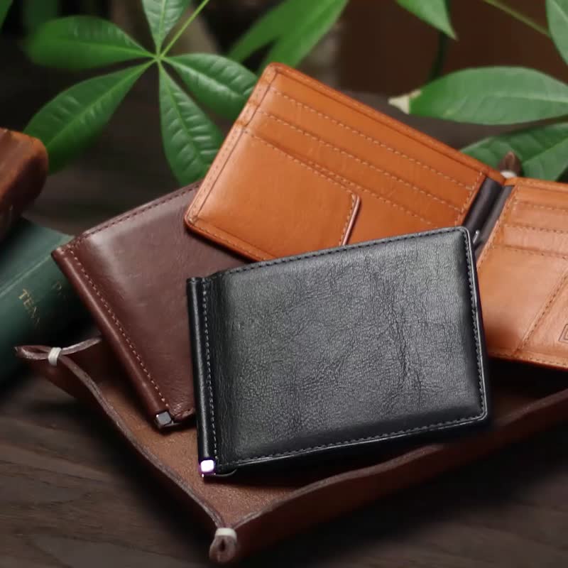 革職人 LEATHER FACTORY【Strain Money Clip Wallet / Bifold Wallet】Made in Japan - Wallets - Genuine Leather Multicolor