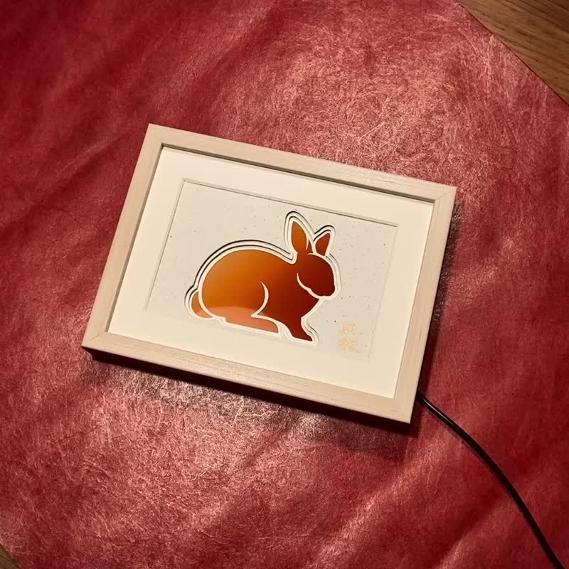 [Little Rabbit] Three-dimensional Paper Carving Mood Light Night Light for New Year's Arrangement | Home Decoration | Desktop Wall Hanging - Lighting - Paper White
