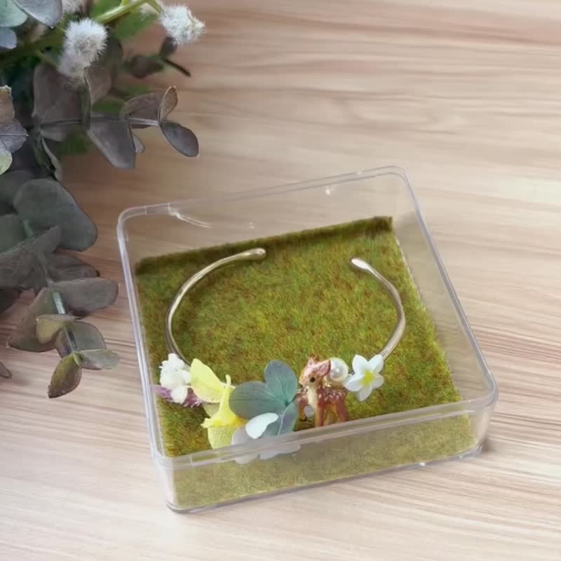 小鹿雞蛋花配真花手鐲 - 手鍊/手環 - 植物.花 多色