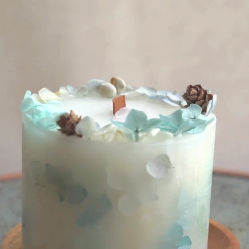 Dried flower scented candle [blue sky and white clouds] 250G - Fragrances - Wax 
