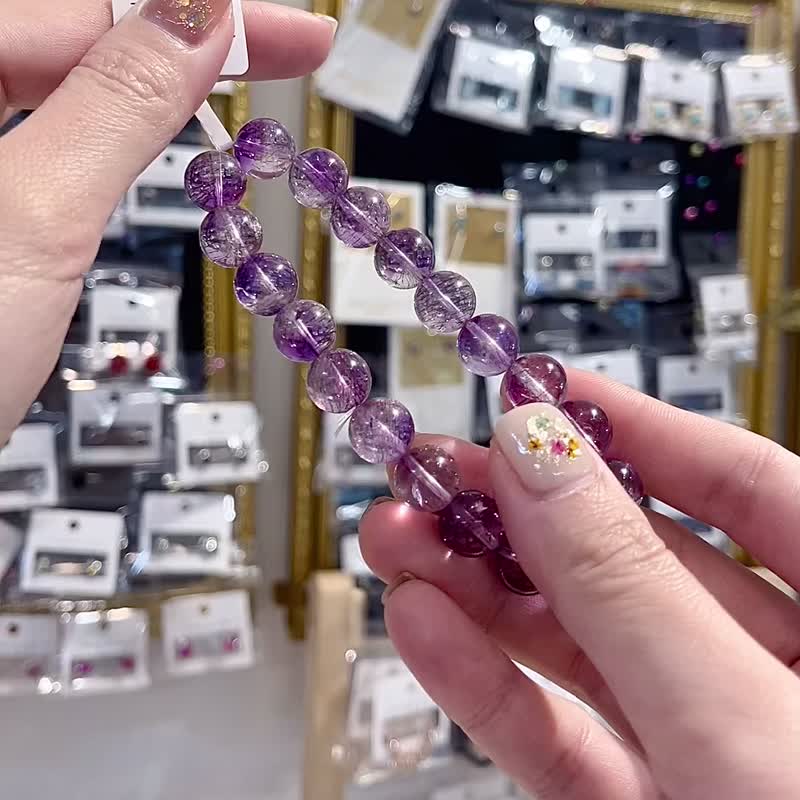 High-quality rich purple super seven-banded flower 10.5mm 33.48g crystal popular peach blossom to increase personal charm - Bracelets - Crystal Purple