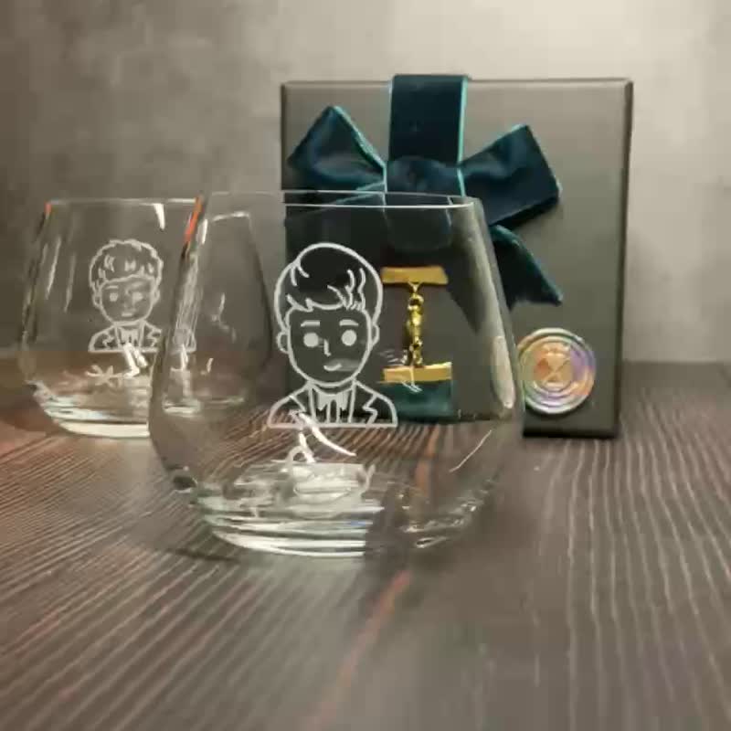 [Customized gift] Select pattern + lettering glass engraving starting from RMB 1,000 - Bar Glasses & Drinkware - Glass 