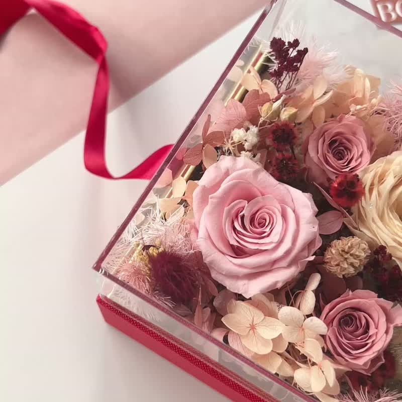 【Eternal Rose Flower Box】• Valentine's Day Gift/Birthday Gift/Eternal Flower/Eternal Rose - Dried Flowers & Bouquets - Plants & Flowers Red