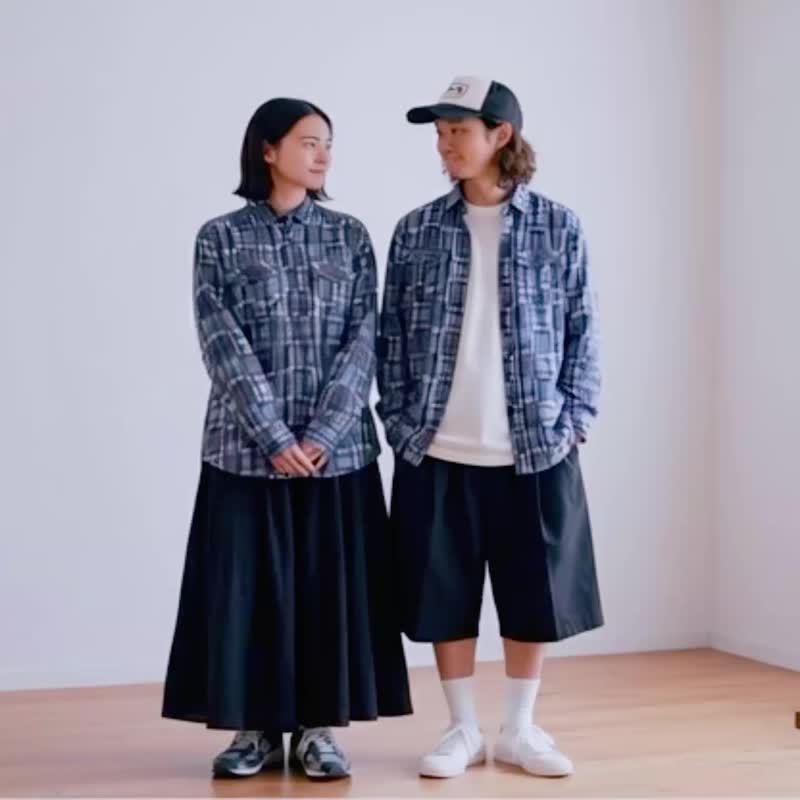 Unisex Plaid Shirts - Soft Woven Cottons - 帽T/大學T - 棉.麻 藍色