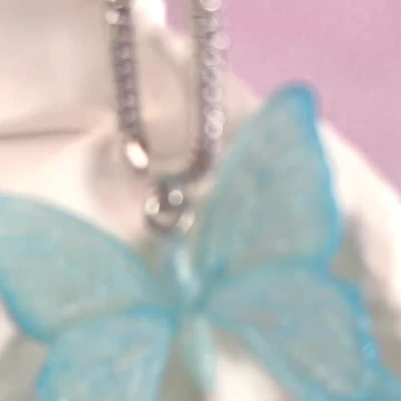 Butterfly earrings for bridesmaid.Cool wedding earrings.Hypoallergenic earrings - ต่างหู - ดินเหนียว สีน้ำเงิน