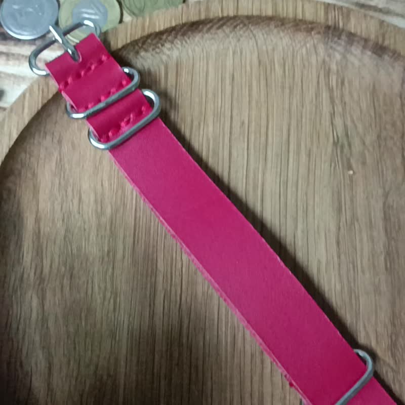 Wrist Band watch strap  RED, leather strap, band, gift, military,18mm, 20mm - 錶帶 - 真皮 紅色