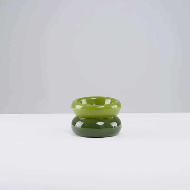PEHOM | Soufflé Pet Bowl - Avocado Green - Pet Bowls - Porcelain Pink
