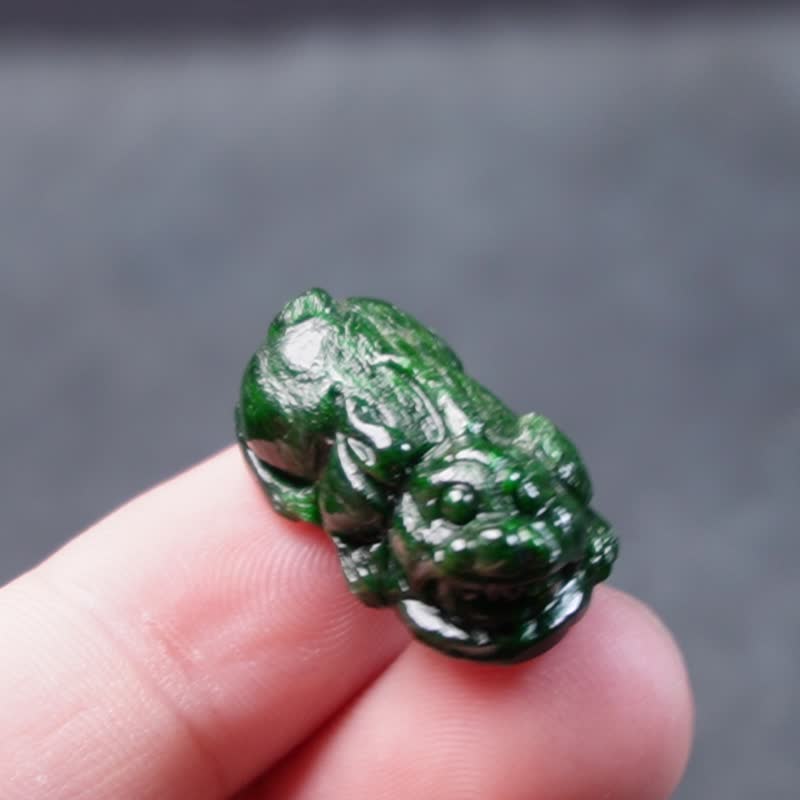 【招財神獸】老花青翡翠貔貅 | 天然緬甸玉翡翠A貨 | 送禮 - 擺飾/家飾品 - 玉石 綠色