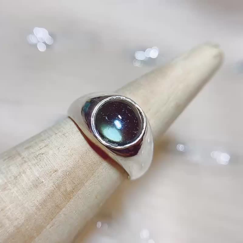 天然托帕石 戒指 國際戒圍#7 尼泊爾 手工製 925純銀 - 戒指 - 寶石 藍色