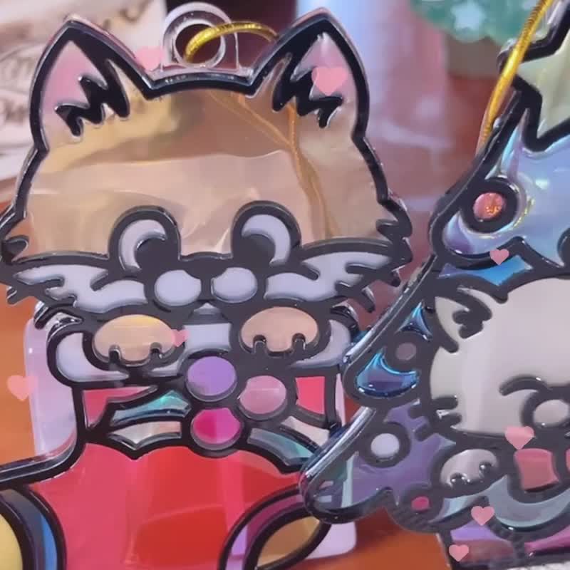 聖誕貓咪彩繪掛飾【聖誕禮物】【客製化禮物】【聖誕禮盒】 - 擺飾/家飾品 - 樹脂 多色