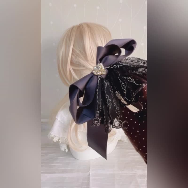 法式蕾絲仙女夾香蕉夾 彈簧夾 髮叉 髮圈 大腸圈髮夾抓夾 鯊魚夾 - 髮夾/髮圈 - 其他材質 藍色