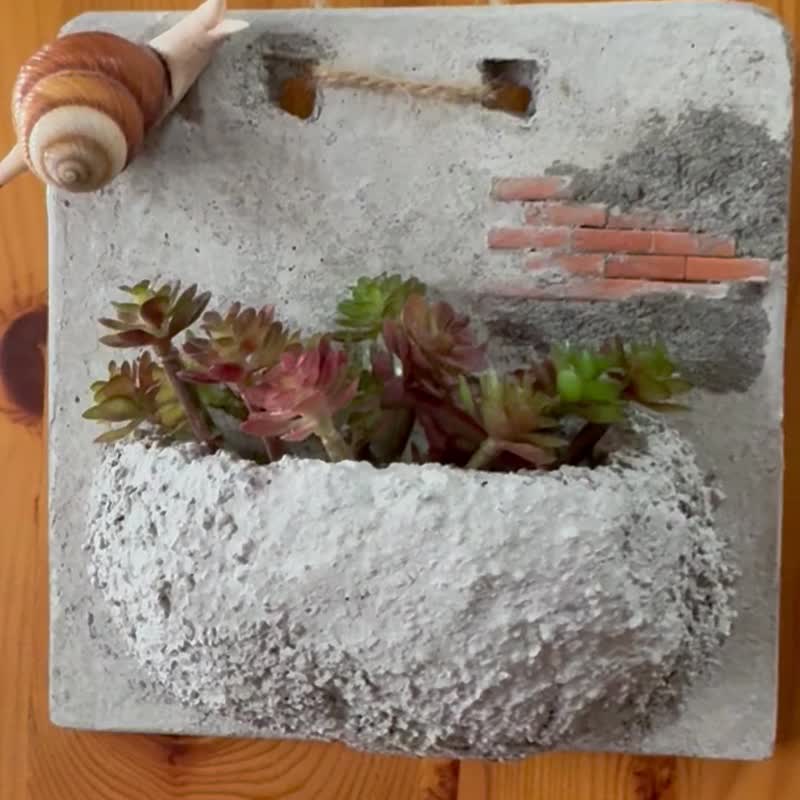 Succulents air pineapple Cement landscaping flower container - เซรามิก - ปูน 