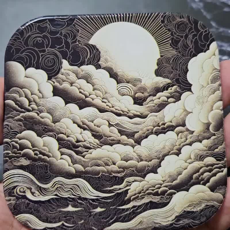 The sky- Ceramic Coaster - Coasters - Pottery Gray