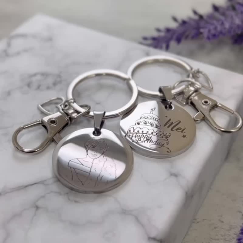 【Made in Hong Kong】On sale | Stainless Steel photo keychain | Anniversary gift | Valentine's Day gift - Keychains - Stainless Steel 