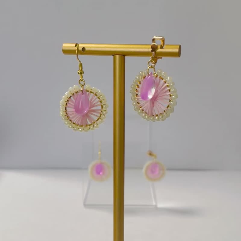 pink and white dream earrings - Earrings & Clip-ons - Thread Pink