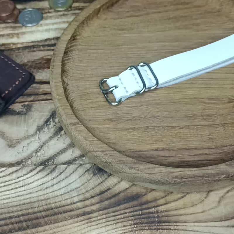 WHITE ZULU strap | Leather Watch Strap | WHITE Watch Strap | Genuine Leather - 錶帶 - 真皮 白色