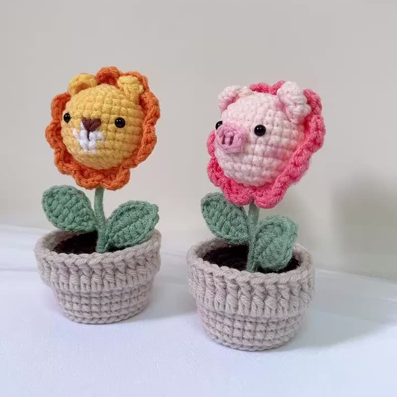 The first choice for Valentine's Day: hand-knitted small potted plant doll, potted plant, birthday gift, holiday gift, Valentine's Day gift - Dried Flowers & Bouquets - Cotton & Hemp Multicolor