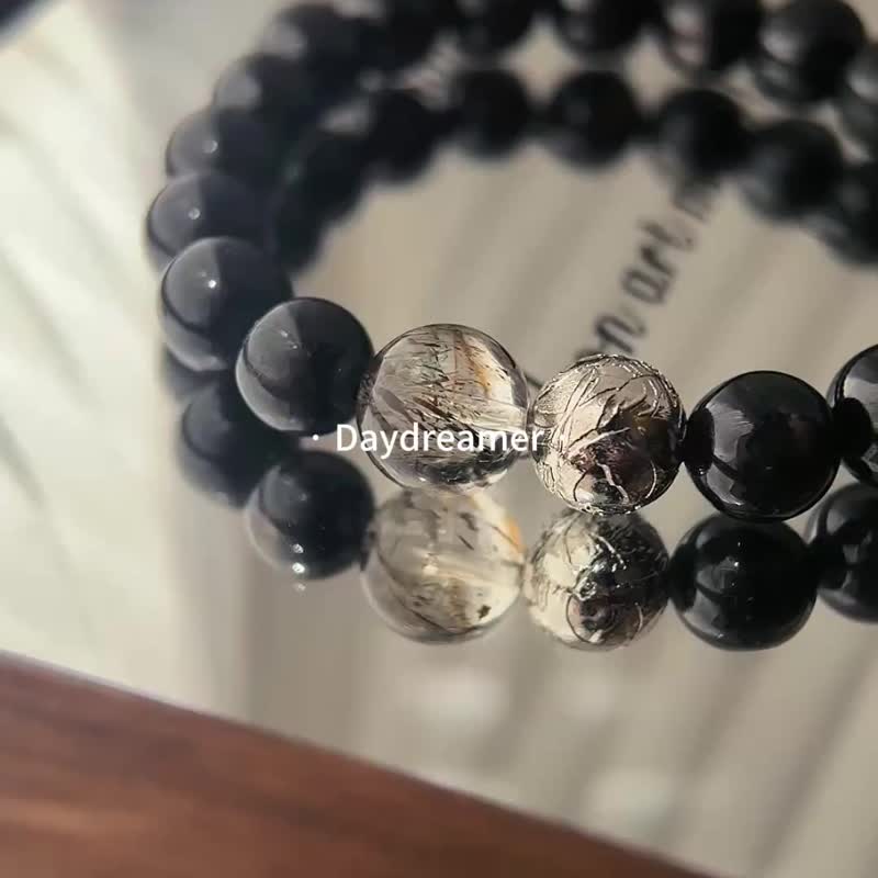 金運石黑金超天鐵設計款手鏈 - 手鍊/手環 - 水晶 黑色