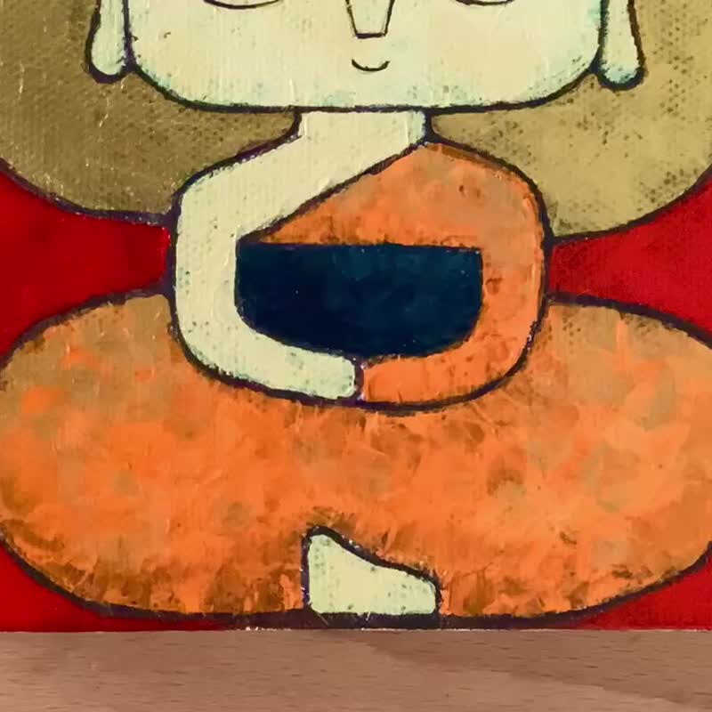 Original acrylic Buddha painting on canvas15x15cm. Modern Buddha painting - Wall Décor - Acrylic Red