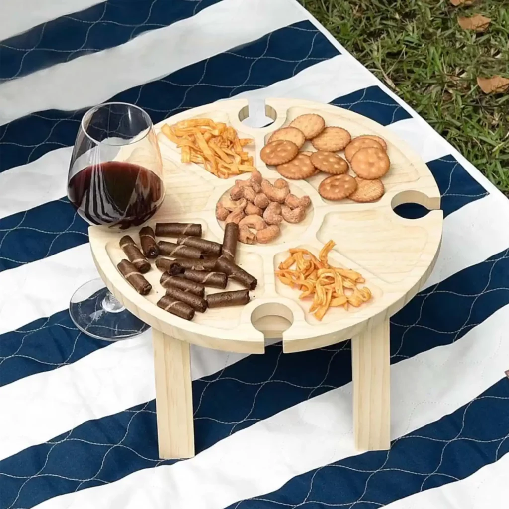 原木摺疊野餐小桌