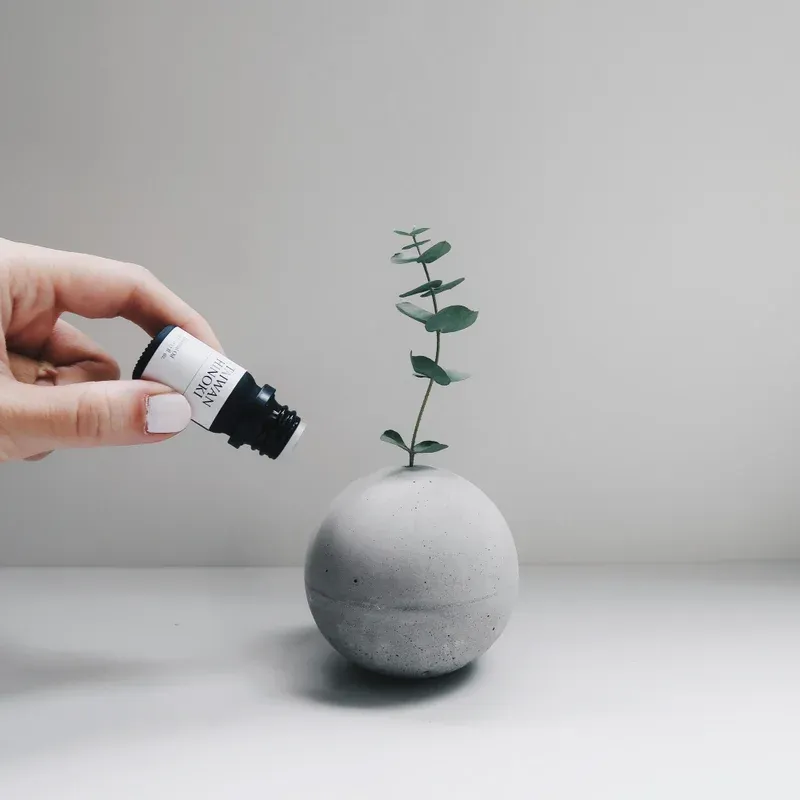 有梗的生日祝福 灰調 MONOCHROME PLANET 小星球水泥擴香石花器+純天然精油3件組(含植物)